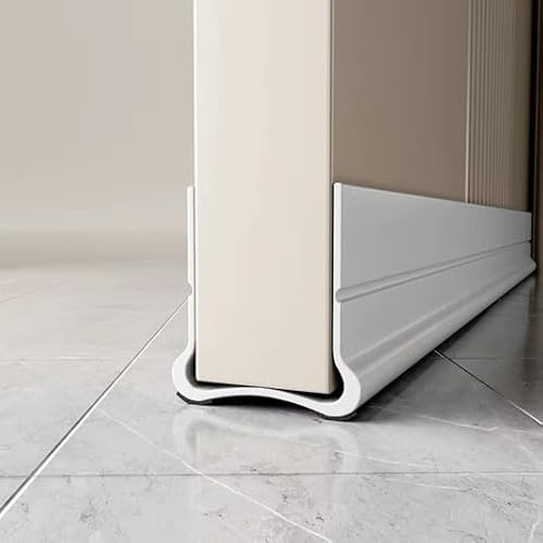 Flexible Adhesive PVC Door Bottom – 39” Long | Fits Standard 1 3/4” Doors | Self Stick Under Door Draft Stopper | Weather Stripping Seal for Noise, Dust, Air & Bug Protection (White, 39 Long)