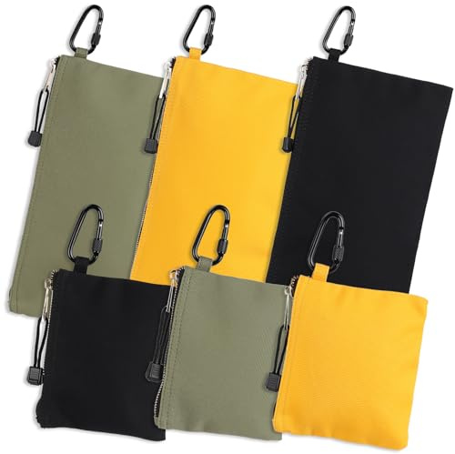 Tool Pouch,Canvas Zipper Small Tool Bags Heavy Duty Sturdy Utility Organisers Bags with Tough Metal Carabiner(3PCS18 x 30cm,3PC13 x 16cm)