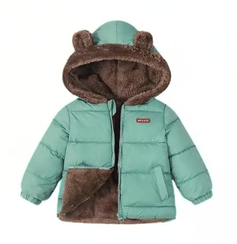 OrJana Giacca Invernale Bambino con Cappuccio Orecchie, Piumino Imbottito con Fodera in Pelliccia Sintetica, Caldo Cappotto Invernale