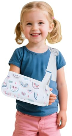 GZFQJJ Kids Arm Sling for Shoulder Injury & Post-Surgery Recovery Adjustable & Comfortable Shoulder Support Fits Both Arms (Rainbow, Small)