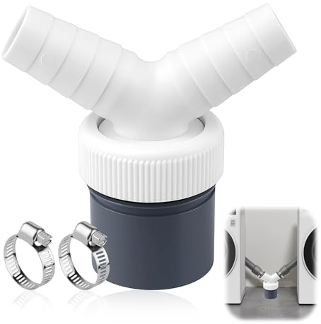 Washing Machine Waste Splitter Y Shape Splitter Dishwasher Waste Drain Pipe Connector 18-24mm Diameter with 2 Hose Clamps 40 mm Outlet Pipes Adapter for Home Kitchen(1pc)