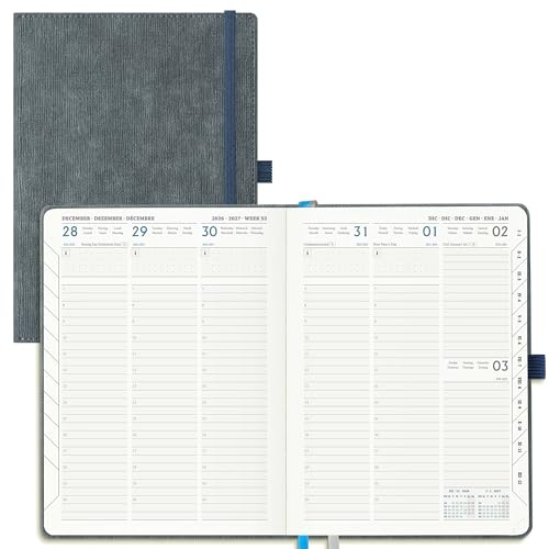 IN-LUXPRO Kalender 2026 2027 Wochenplaner Vertikal PU-Hartschale