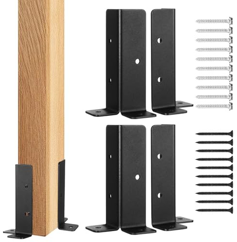 Healeved 4pcs Deck Post Base Brackets Metal Pergola Post Supports Wood Fence Repair Stakes Kit Heavy Duty Railing Mailbox Mounting Brackets for Outdoor Decks and Garden Structures