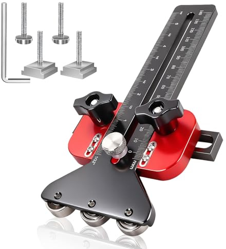 Guide de scie circulaire de table - Butée de scie avec 3 rouleaux de 9,5 x 19 mm - Fente en U et fente en T de 6 x 9 mm - En alliage d'aluminium