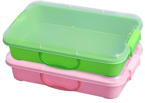 Faroby Bandeja sensorial para niños, Paquete de 2, Bandeja de Juego portátil con Tapas y Asas para Juegos sensoriales de Arena en Interiores y Exteriores, 13.6x9.1x2.9 Pulgadas