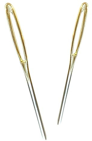 2 Pcs Gold Large Eye Sewing Needle, 6cm and 7cm Metal Needles | Darning Needles for Wool, Large Eye, for Hand Knitting,Home Crafting,Sweater Repairs and Wools Knitting Assistance