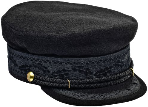Sterkowski Hamburg Segelmütze | Wolle Skippermützen für Frauen und für Herren | kapitänsmütze Herren Cap Herren Docker Cap schiebermütze Herren kapitän mütze Chauffeur mütze 59 cm Schwarz