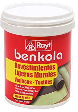 Rayt 1759-09 Benkola revestimientos ligeros: Adhesivo para papel pintado con dorso de tela sin tejer. Permite correción durante el proceso de colocación. Lista al uso. 1 kg