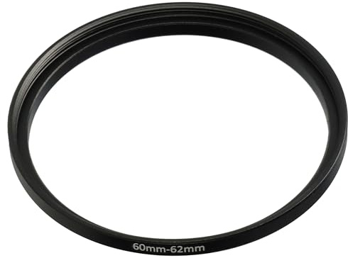 vhbw anello adattatore step-up da 60 mm a 62 mm compatibile con obiettivo fotocamera - Adattatore filtro, metallo, nero