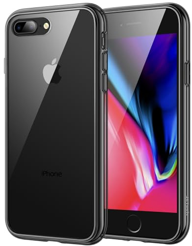 JETech Hülle für iPhone 8 Plus/7 Plus, Anti-Vergilbung, Schwarz | Stoßschutz, Kratzfeste Harte PC-Rückseite, Robuster Transparenter TPU-Rahmen