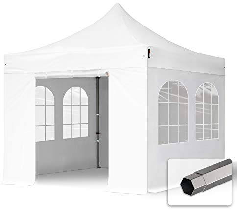 TOOLPORT Faltzelt Partyzelt 3x3m - mit 4 Seitenteilen Premium Dach Faltpavillon Pavillon weiß