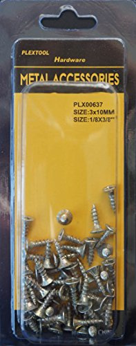 Plextool Flat Head Chipboard Screws 1/8 x 3/8 - 3x10mm, 51pcs/PK, 24 PK/Box, Total 1224pcs (PLX00637)