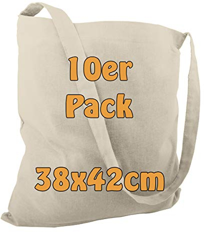 Cottonbagjoe Umhängebeutel | mit einem Langen Henkel | 38x42cm | Jutebeutel | Einkaufstasche, Baumwollbeutel, Baumwolltasche | unbedruckt