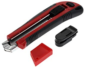 GEDORE red Cutter avec 5 lames de rechange, Largeur 25 mm, Compact, Lames sécables, Clip pour ceinture, Utilisable à une main, Longueur 175 mm, R93200025