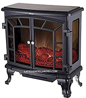 Suinga Cheminée électrique 1000W - 2000W avec Effet de Flamme, Thermostat et minuterie, 70x36x66 cm, Noir