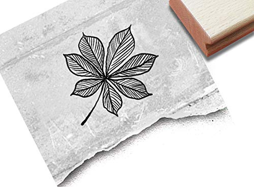 Stempel Motivstempel Kastanien-Blatt - Bildstempel für Basteln Karten Tischdeko Kunst Scrapbook Herbst-Deko Geschenk für Kinder- zAcheR-fineT