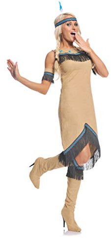 Horror-Shop Indianer Maid Kostümkleid mit Zubehör für Fasching XL