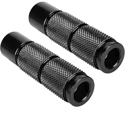 KSTE 2PCS Aleación de Aluminio de la Estriberas Moto, Reposapiés de Motocicleta, Ronda Pedal Modificación de Accesorios (Negro)