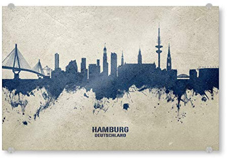 artboxONE Acrylglasbild 30x20 cm Städte Hamburg Germany Skyline PaintBlue - Bild Hamburg Cityscape Deutschland