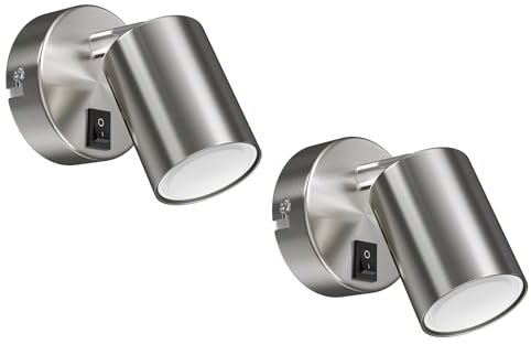 ledscom.de 2 Wall spot WAIKA, Single-Flame, with Switch, GU10, matt Chrome, incl. GU10 LED lamp (Warm White, 6.826W, 630lm, 100°)