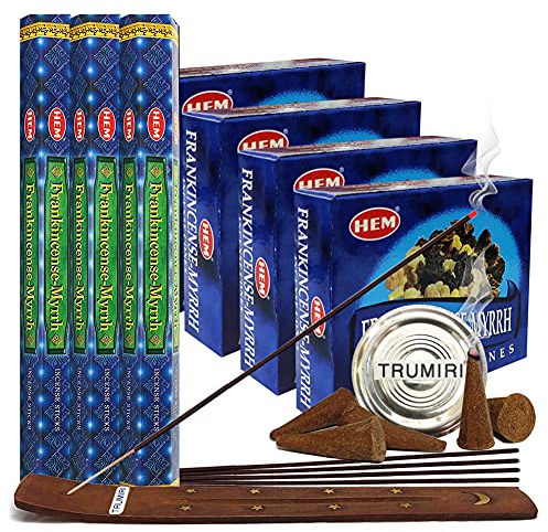 Frankincense & Myrrh Incense Sticks and Cone Incense Holder Bundle insence insense inscents insienso