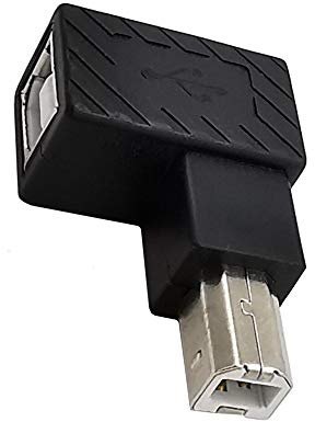 innov8 Adaptateur d'imprimante USB 2.0 de type B, coudé à 90 degrés, USB 2.0 B mâle vers type B femelle pour imprimante, scanner, fax – (angle gauche)