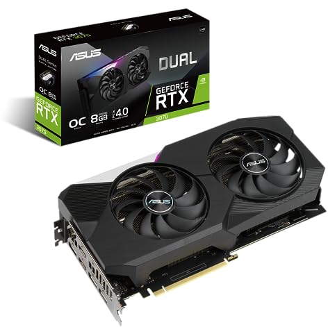 ASUS Dual Nvidia GeForce RTX 3070 V2 8GB OC Edition Gaming Grafikkarte (Lite Hash Rate (LHR), GDDR6 Speicher, PCIe 4.0, 2x HDMI 2.1, 3x DisplayPort 1.4a, DUAL-RTX3070-O8G-V2)