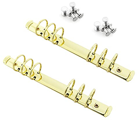 heyous 2pcs A5 Notebook 6-Hole Ring Binder Mechanisms 3cm Diameter Gold Color Metal Clip Ring Binder DIY Fill Paper Storage Folder Accessories