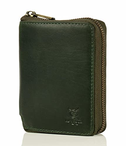 MATADOR Herren Geldbörse Leder #Granada mit edler Geschenk Box, Elegante Leder Geldbörse Herren mit RFID Blocker, Luxus Portemonnaie Herren mit Reißverschluss und Viele Kartenfächer in Grün
