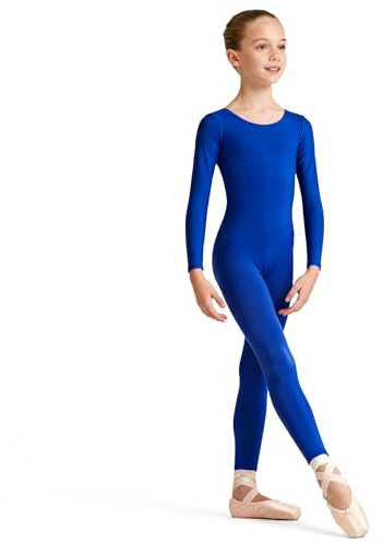 Carnavalife Bodies de Danza para Ballet, Mono de Manga Larga con Cremallera, Leotardo Body Nude para Gimnasia Deportiva Rítmica, Jumpsuit Niña Elástico Bailarina Yoga 1-12 años (4-6 años, Azul)