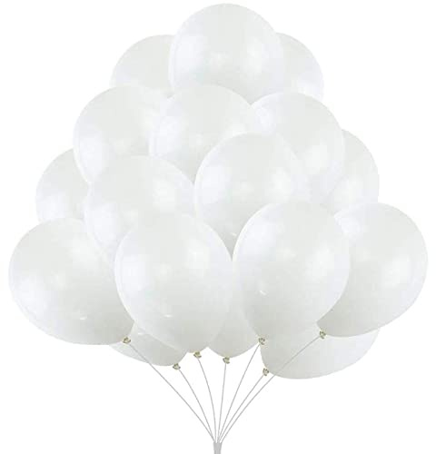 QILZO® 100 unità Palloncini in lattice Palloncini in colori Bianco Metallizzato 22 cm / 8 . Palloncini per feste, matrimoni, riunioni, compleanni, battesimi, photocall, decorazioni