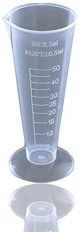 Copa de medición de 50 ml, PP de plástico graduado de vaso de vaso de vaso transparente con una marca de medición para laboratorio, líquidos de cocina.