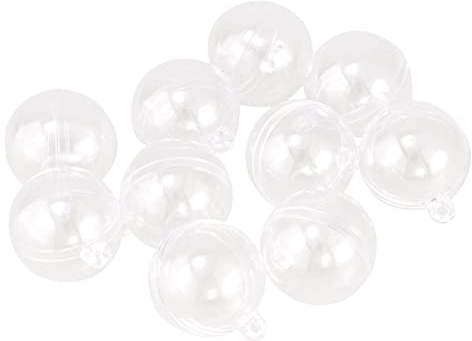 perfk 10 Stück Weihnachtskugeln transparent Kugeln Acrylkugeln Weihnachtsbaum Kunststoffkugeln Handwerk runde Kugeln Bonbondosen für DIY Dekoration Hochzeit Party Geburtstag, 3 cm,Stil A