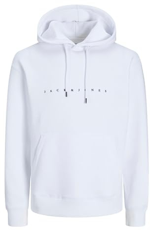 JACK & JONES Homme Jjestar JJ Hood Noos Sweatshirt À Capuche, Blanc, L EU