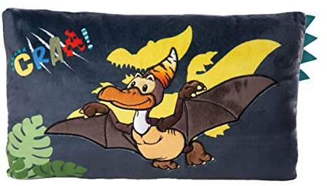 NICI Kissen Dino Orny 43 x 25 cm – rechteckiges Kuschelkissen mit niedlichem Dinosaurier-Motiv, Dekokissen für Kinder & Erwachsene, 48821, tolle Geschenkidee, blau