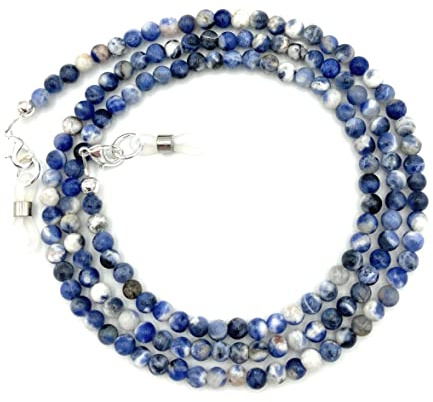 Brillenkette, Brillenband, Kette für Lesebrille, Brillenkordel, Brille, Brillenhalter, Schlangenkette Natürliche Edelstein Perlen, handmade, Unikat, Sodalith, Blau