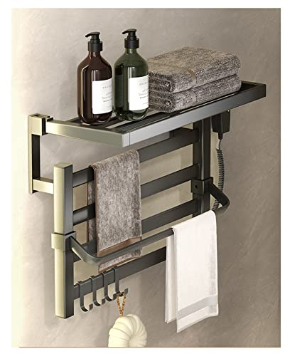Scalda Asciugamani da Parete Scaldasalviette Elettrico 4 Bar con Gancio, Scaldasalviette con Timer E Termostato, Asciugasalviette Intelligente A Parete, 2 Metodi di Installazione