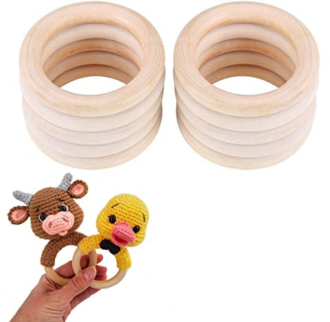 Anelli in Legno Naturale, Cerchi Artigianali per Decorazioni Casa e Artigianato, Connettori ad Anello, 10 Pezzi