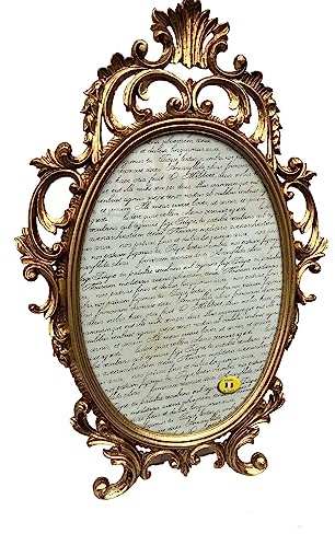 Pintici Bilderrahmen Antik Oval Gold Schwarz Beige 43x27 Foto Spiegelrahmen Gemälderahmen Barockrahmen 28x16cm Prunk rahmen Spiegelrahmen C531 Bilderrahmen (Gold)