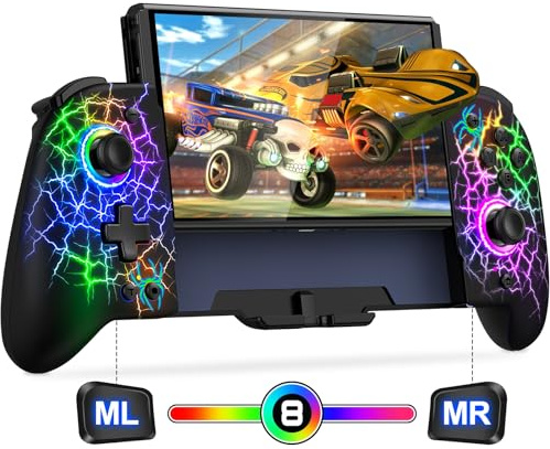ALEEMTRY Switch Controller, Wireless Controller Switch Handheld-Modus mit Turbo/1000mAh Akku/Programmierbare/6 Achsen Gyro, Großer Griff Controller Kompatibel mit Switch/OLED