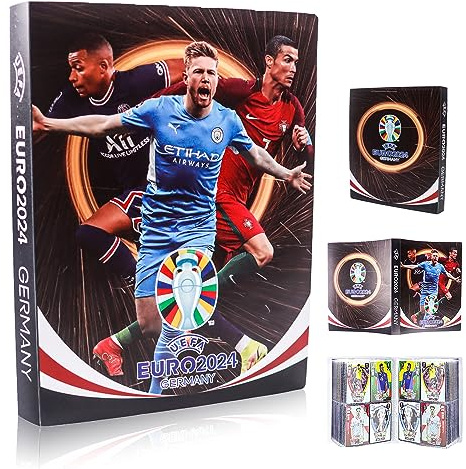 Sammelalbum mit Fußball Karten Sammelalbum, 240 Pcs Kapazität, Sammelkarte Hefte, Karten Album Ordner Kartenhalter Kartenhüllen, Sammelkarten Album für Verschiedenen Karten in Standardgröße (Schwarz)