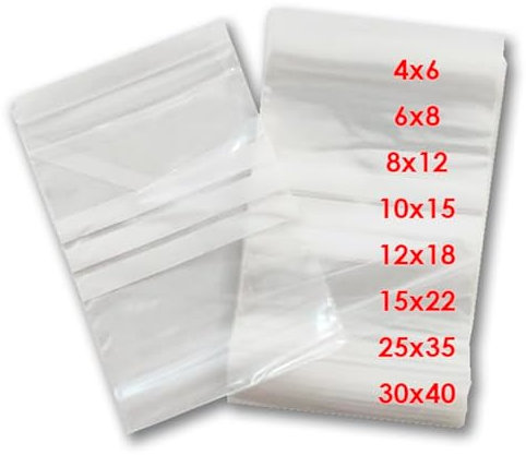 Bolsas Plástico Transparente Con Cierre Zip. Bolsas Herméticas Para Congelar Alimentos, Bisutería, Caramelos, Bombones, Accesorios o Regalos. Bolsa Reutilizable con Autocierre (20, 12x18 cm)