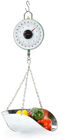 Tada 22LBS Double-Sided Dial Mechanical Hanging Scale with Scoop/Chain for Farm, Kitchen Food and Produce Weighing