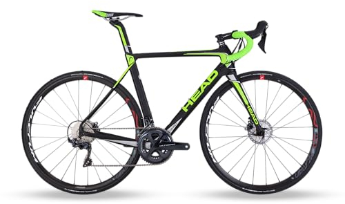 HEAD Unisex - Adult I-Speed Race Road Bike, Matt Black/Green, 56