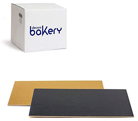 Decora, 5933116 Lot de 50 assiettes à gâteau de 30 x 20 x 3 cm de couleur or et noir, en carton, recouvertes d'un film imperméable, idéal pour présenter et servir des bonbons