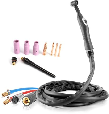 STAHLWERK Torche de soudage TIG à refroidissement par eau WP18 | SR18 jusqu'à 300 A avec 5 m de flexible de gaz de protection pour postes à souder TIG