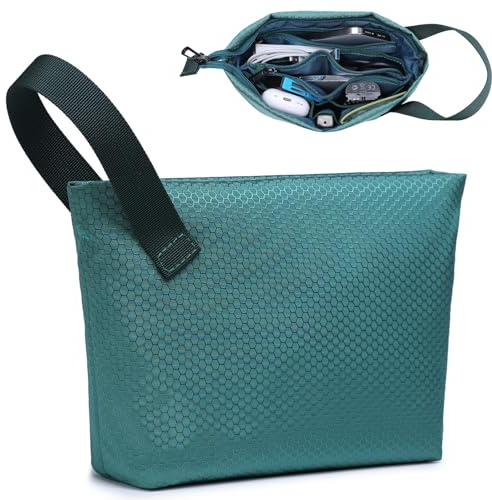 HYZUO Sac de Rangement Câble Pochette Voyage Multifonctionnel Organisateur pour Chargeur, Gadget, Cables USB, Cartes, Accessoires Organiseur Sacoche Électronique Portable Pouch Sacs, Vert foncé