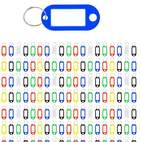 Westcott Porte-clés 200 pièces mix | Porte-clés robustes à étiqueter avec étiquettes interchangeables | Avec anneau métallique | E-10656 00