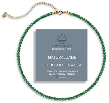 SIMPLÍ BASIC Jade 4mm Bead Necklace | Womens & Mens Beaded Fashion Jewellery | Inc Gift Box | Valentines, Anniversary, Mothers Day