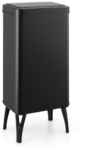 GIANTEX Cubo de Basura de Acero Inoxidable, Bote de Basura Automático de 50 L, Patas Desmontables, Interruptor de Inducción Inteligente, Tapa Silenciosa de ABS, para Cocina (Negro)